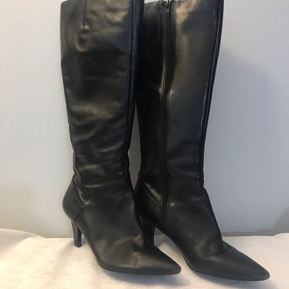 Nine West Black Leather Knee High  Boots